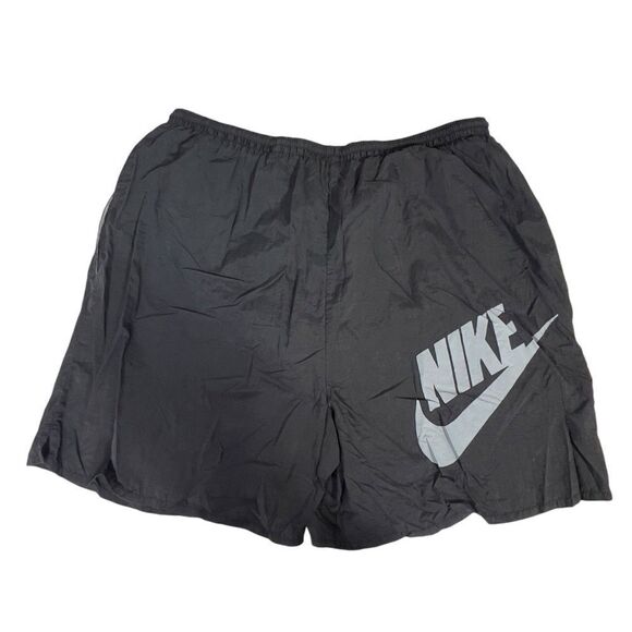Vintage 90s Nike black large  Swoosh Lined Swim Trunks Mens spell out - Picture 1 of 11